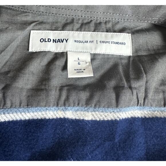 NEW Old Navy Mens Blue Plaid Lightly Lined Flannel Shirt Size L Regular Fit - Picture 7 of 10